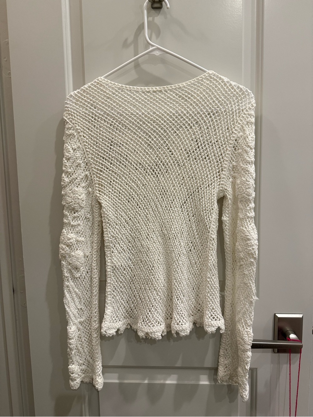 Zara Cream Crochet Knit Long-Sleeve Top - Picture 3 of 3